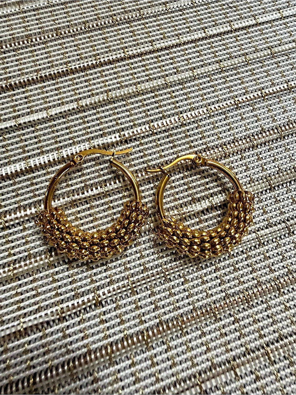 Gold Textured Hoop Earrings NWT